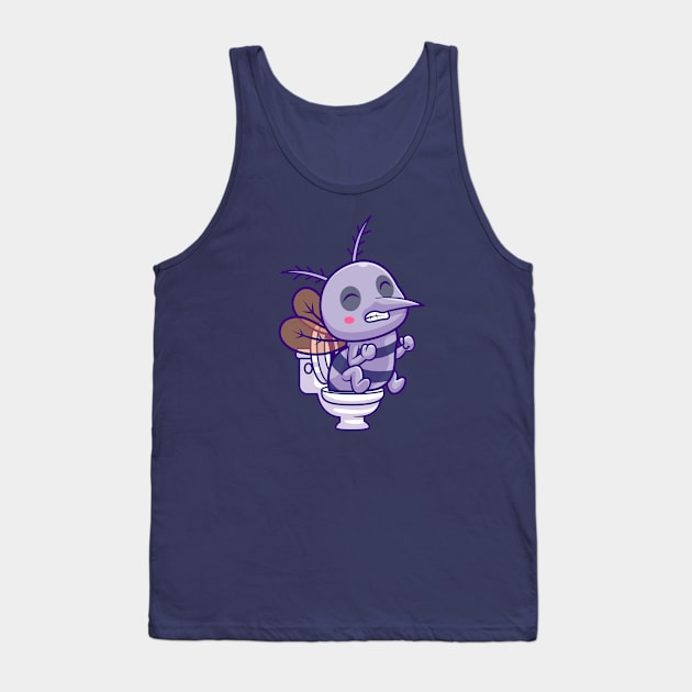 Cute Mosquito Pooping On Toilet Cartoon Tank Top by Catalyst Labs